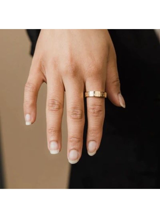 Ayatul Kursi Gold Ring – Full Laser Engraving – Adjustable Free Size – 316 Stainless Steel Anti‑Rust - Image 2